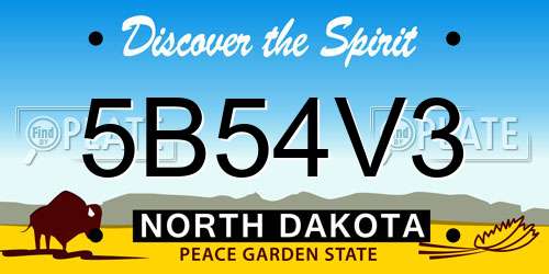 5B54V3 North Dakota License Plate