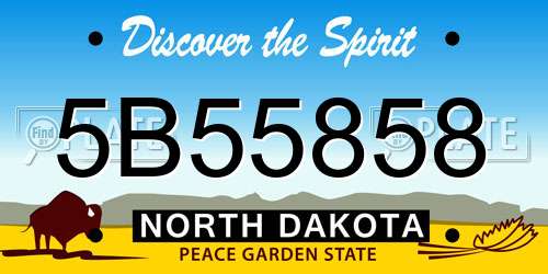 5B55858 North Dakota License Plate