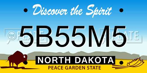 5B55M5 North Dakota License Plate