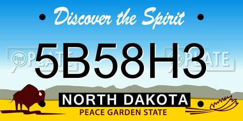 5B58H3 North Dakota License Plate