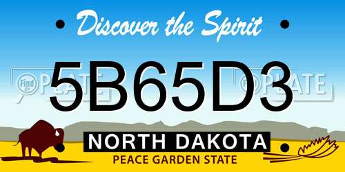 5B65D3 North Dakota License Plate