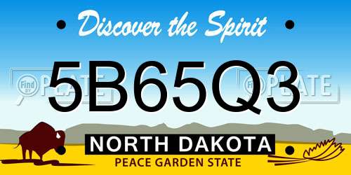 5B65Q3 North Dakota License Plate
