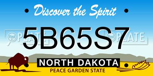 5B65S7 North Dakota License Plate