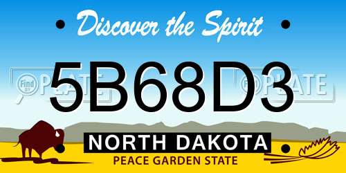 5B68D3 North Dakota License Plate