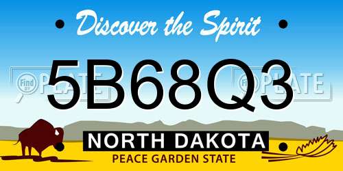 5B68Q3 North Dakota License Plate
