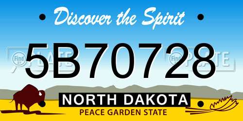 5B70728 North Dakota License Plate