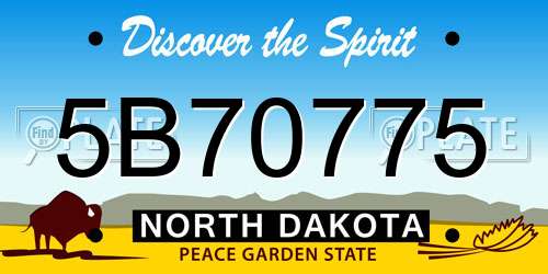 5B70775 North Dakota License Plate