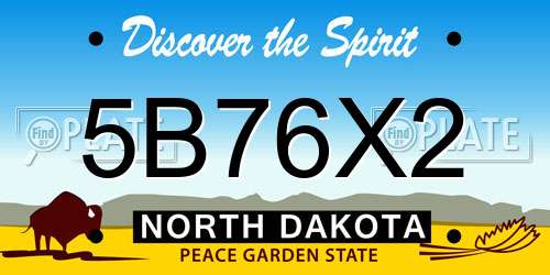 5B76X2 North Dakota License Plate