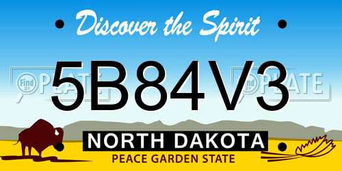 5B84V3 North Dakota License Plate