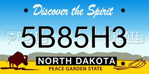 5B85H3 North Dakota License Plate