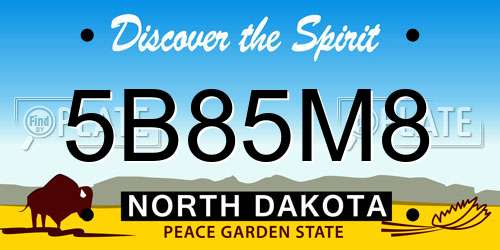 5B85M8 North Dakota License Plate