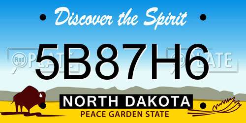 5B87H6 North Dakota License Plate