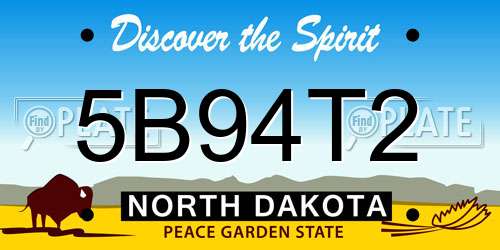 5B94T2 North Dakota License Plate