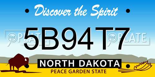 5B94T7 North Dakota License Plate