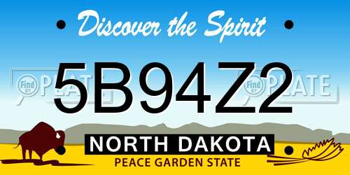 5B94Z2 North Dakota License Plate