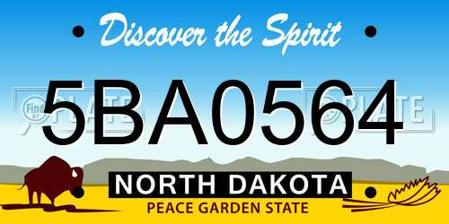 5BA0564 North Dakota License Plate
