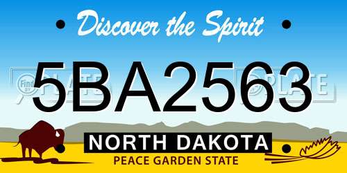 5BA2563 North Dakota License Plate