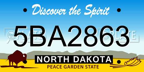 5BA2863 North Dakota License Plate