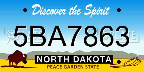5BA7863 North Dakota License Plate