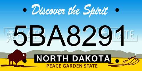 5BA8291 North Dakota License Plate