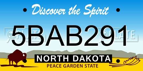 5BAB291 North Dakota License Plate