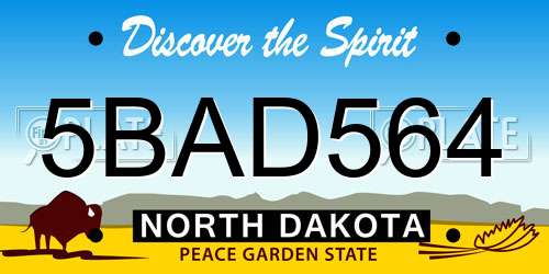 5BAD564 North Dakota License Plate