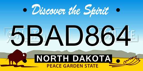 5BAD864 North Dakota License Plate