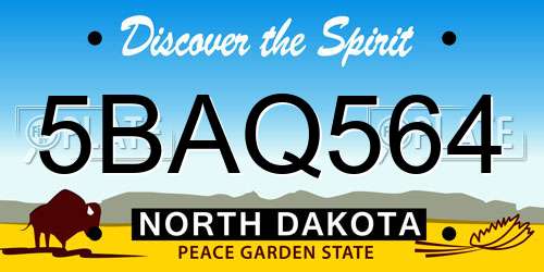 5BAQ564 North Dakota License Plate