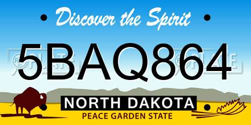 5BAQ864 North Dakota License Plate