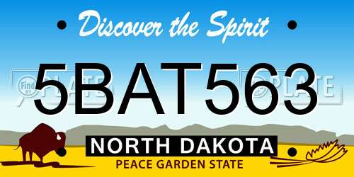 5BAT563 North Dakota License Plate