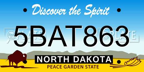 5BAT863 North Dakota License Plate