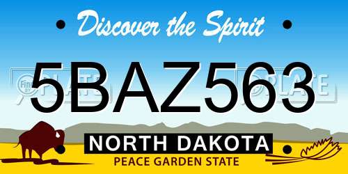 5BAZ563 North Dakota License Plate