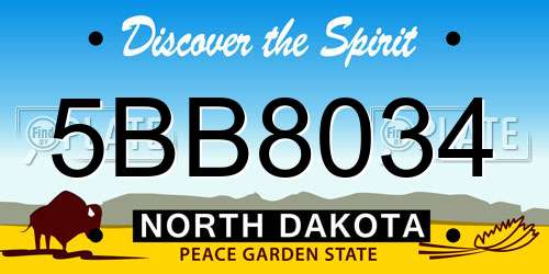 5BB8034 North Dakota License Plate