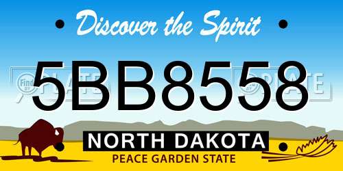 5BB8558 North Dakota License Plate