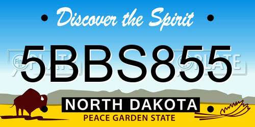 5BBS855 North Dakota License Plate