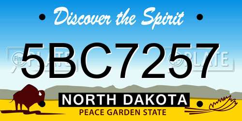 5BC7257 North Dakota License Plate