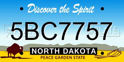 5BC7757 North Dakota License Plate
