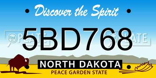 5BD768 North Dakota License Plate