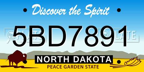 5BD7891 North Dakota License Plate