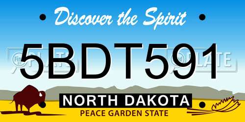 5BDT591 North Dakota License Plate