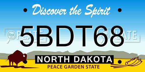5BDT68 North Dakota License Plate