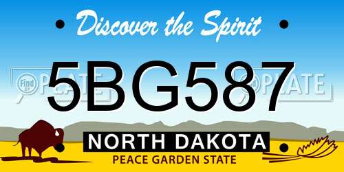 5BG587 North Dakota License Plate