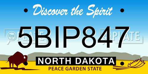 5BIP847 North Dakota License Plate