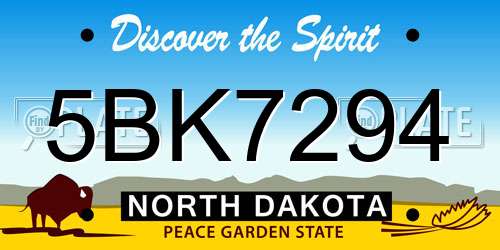 5BK7294 North Dakota License Plate