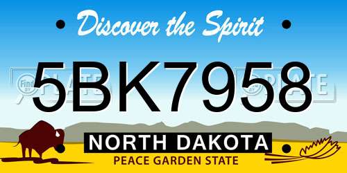 5BK7958 North Dakota License Plate