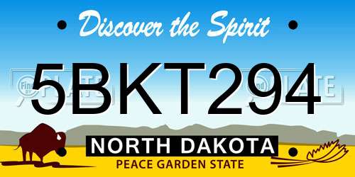 5BKT294 North Dakota License Plate