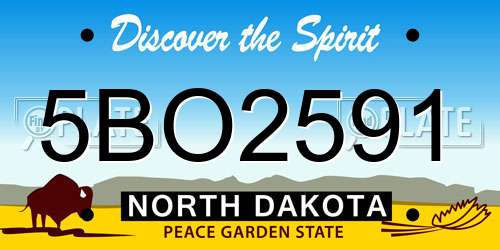 5BO2591 North Dakota License Plate