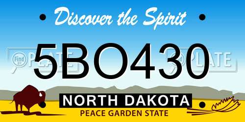 5BO430 North Dakota License Plate