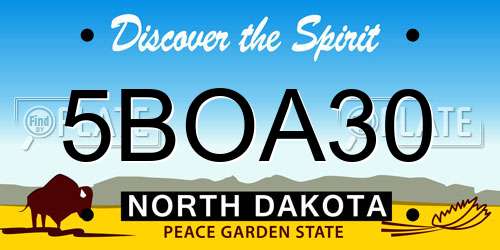 5BOA30 North Dakota License Plate
