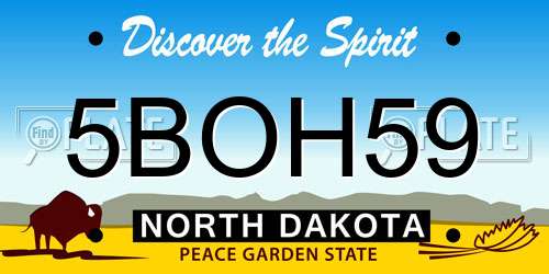 5BOH59 North Dakota License Plate